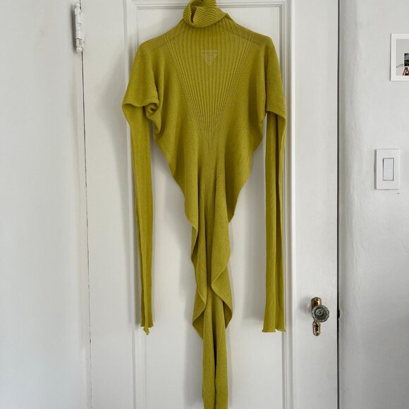 Bottega Veneta Lime Green Rib Seamless Silk Dress Large - Picture 2 of 6